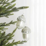 Popxstar Acorns Glass Christmas Tree Ornaments Decorations Silver Decorative Acorns Christmas Pendant Decoration New Year Home Novel
