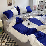 Popxstar Bed Linen Bed Sheets Set Stripes Dots Duvet Cover Set Quilt Cover Bed Sheet Quilt Sets Queen Size INS Blogger Comforter Sets