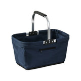 26 L Grocery Shopping Basket Aluminum Frame Oxford Cloth Shopping Bag Basket Handheld with Zippered Side Pockets