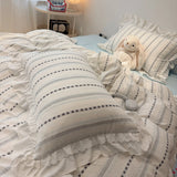 Korean Princess Style Bedding Sets Grand Jacquard Quilt Cover Bedclothes Decor Woman Girls Bedroom Duvet Cover 4pcs