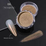 Popxstar Aurora Pearl Nude Pink White Nails Glitter Dust Chrome Moonlight White Rubbing on Powder Shell Mirror Pigment Nail Art Supplies