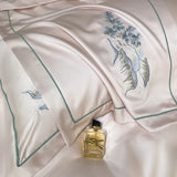 Popxstar  4Pcs New Chinese Style Landscape Embroidery Luxury Bedding Set Silky Duvet Cover Set Soft Quilt Cover Set Bed Sheet Pillowcases