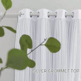 Popxstar  1pc Starry Hollow Polyester Blackout Curtain With Lace, Girls' Princess Style Dual-Layer Window Treatment Darkening Curtain