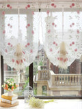 Popxstar Red flower Half-Curtain Mini for Bedroom Kitchen Door Drape Cafe Window Panel Sheer Tulle Curtain 1 Pcs