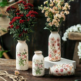 Popxstar  Retro Pastoral Ceramic Vase Home Furnished Ice Cracked Flower Pot Decorative Dry Flower Hydroponic Flower Arrangement Device