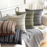 18x18Inch Boho Throw Pillow Covers Chenille Textured Striped 45x45cm Cushion Cover Sofa Pillow Cover for Living Room Home Decor