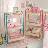 Popxstar cabin weekend inspo 3 Layer Contrast Color Trolley Storage Shelf Multi-layer Movable Trolley Cosmetics Snack Storage Rack Bathroom Mobile Shelf Home