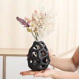 Popxstar  Artistic Sense Modern Light Luxury Ceramic Hollow Vase, Dried Flower Simulation Home Decor