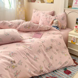 Popxstar  100% Cotton 4-Piece Duvet Cover Set (1 Duvet Cover 2 Pillowcases 1 sheet), Minimalist Cartoon Design, Ultra-Soft Bedding Set