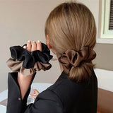 Popxstar Korean Woman Big Elegant Silk Elastics Hair Band Girls Solid Color Scrunchies Hair Ties Ladies Ponytail Hold Hair Accessories