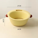 Popxstar  Kitchen Fruit Tray Removable Double Layer Fruit and Vegetable Basin Draining Basket Creative Household Washing Basket