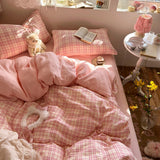 Popxstar  Class A simple high-end three-layer yarn bedding four-piece set, bed sheet quilt cover, dormitory three-piece set