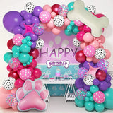 Popxstar 103Pcs Dog Paw Balloons  Balloon Birthday Balloons Garland Arch Kit for Boys Girls Pink Theme Birthday Party Decorations