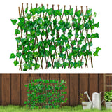 Popxstar Adjustable Retractable Artificial Fence Yard Garden Decor Simulation Fence Green Leaf Screening Hedge Balcony Wooden Landscaping