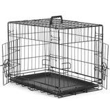 Popxstar Double Door Folding Metal Wire Dog Cage with Plastic Leak-Proof Pan Tray Extra Large Pet Kennel for Indoor Outdoor Travel