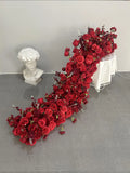 Popxstar pink colour Rose Large Flower Row Artificial Flower Row Runner Wedding Backdrop Decor Floral Wall Party showcase decoration prop