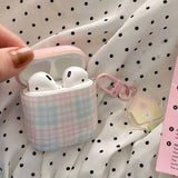 Popxstar Case for AirPods 4 Suitable Girls Silicone Earphone Coque Fashion Pink Plaid Pattern Hard House Pendant for AirPods 1 2 3 Pro 2