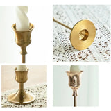 Popxstar 3pc Candlestick Holders Kit Brass Gold Candlestick Set Candle Holders Decorative Candlestick Stand for Wedding Party Dinning