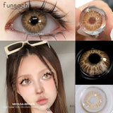 Popxstar  1 Pair Big Eyes Colored Contact Lenses Natural Brown Eyes Lens Gray Pupils Eyes Makeup Korean Style Contact Yearly Use