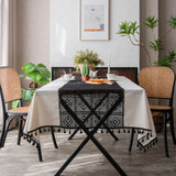 Popxstar  Table Cloth Plain Color Hollow Splicing Small Fresh Dining Table Cloth Restaurant Tablecloth