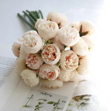 Popxstar 27 Heads Rose Pink Peony Artificial Flowers Silk Bouquet Roses Fake Flower for Table Vase Arrange Home Wedding Decoration Flower