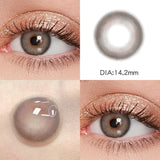 Popxstar 1 Pair 14mm Colored Contact Lenses For Eyes Fashion Natural Brown Lenses Small Beautiful Pupil with Myopia Degree Yearly Use