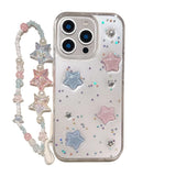 Popxstar  Lovely Colorful 3D Star Bling Glitter Phone Case For iPhone 16 Pro Max 17 Air 15 13 12 11 14 Plus Clear Back Cover