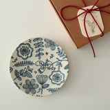 Popxstar 3D Relief Blue Bird & Flower Ceramic Plate - Elegant Breakfast/Dessert Flat Dish with Floral Motifs for Home & Catering Gift