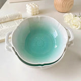 Korean Gradual Change Double Ear Bowl Anti Scalding Ceramic Household Salad Bowl Noodles in Soup Bowl