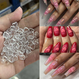 Popxstar 100pcs Clear Crystal Rhinestones Jewelry 3D Love Heart Nail Charm for Nail Art Decoration Clear Resin Valentine's Day Nail Parts