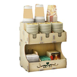 Multi-Cell Disposable Paper Cup Storage Shelf Space Saving Large Capacity Paper Cup Dispenser Durable Cup Straw Storage Rack