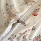 Popxstar Korean Style Floral Ruffles Knitted Double Yarn Bedding Set Double King Queen Size Duvet Cover Flat/Fitted Bed Sheet Pillowcases