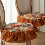 Velvet Fabric Ruffled Edge Cushion Thickened Tied Anti Slip Home Seat Cover Office Household Detachable Washable Seat Cushions