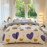 Popxstar Kawaii Bear Printed Bed Set Floral Duvet Cover Pillowcase Bedding Set Cute Dog Bed Linen Sheet Quilt Cover Full Queen King Size