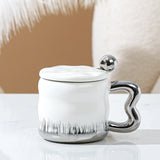 Popxstar  Light Luxury Mug with Lid Spoon Electroplated Golden Cup Water Cups Ceramic Breakfast Mug Creative Coffee Cup Milk Cup Girl Gift