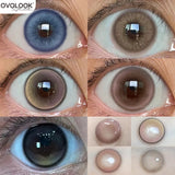 Popxstar  -Pink Lenses Color Contact Lenses for Myopia Beauty Eye Color Lenses Fashion Natural Pupils Grey Brown Blue Lens 1 Pair