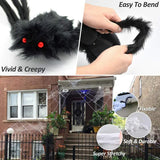 Popxstar Giant Spider Huge Spider Web Halloween Decoration Props Haunted Indoor Outdoor Spooky Plush Large Araneid Prank Trick Supplies