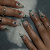 Popxstar 24pcs Short Almond Fake Nails White French Bow Design Stick on False Nail Art Simple Pink Artifical Press on Nails Sets Finished