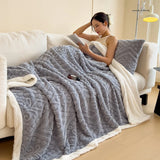 Popxstar Soft Sherpa Throw Blanket for Couch Sofa, Multi Size Fleece 3D Embossed Fuzzy Cozy Blanket for Bed, Thick Blanket for All Season