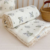 Popxstar Baby Camellia Rose Print Muslin Blanket Quilt for Summer Infant Floral Muslin Comforter Napping Cover for Baby Bedding Quilts
