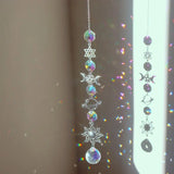 Popxstar Crystal Wind Chime Moon Sun Catcher Diamond Prisms Pendant Gift of Good Luck Outdoor Rainbow Hanging Drop Home Garden Decor