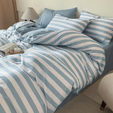 3pcs 100% Cotton Solid Color/two-color/striped/checkered Print Bedding, 1PC Duvet Cover 2PC Pillowcases Soft and Skin-friendly
