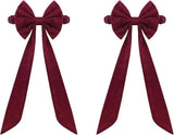 Elegant Red Bow Christmas Decor Burgundy Velvet Bow Tree Topper Large Plush Velvet Enhancing