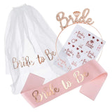 Popxstar  Hen Party Supplies Set Bride To Be Sash Bridal Veil Headband Tiara Tattoos Bridal Shower Wedding Decoration Bachelorette Favors