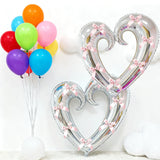Popxstar  40 inch Large Heart Foil Balloon with Bow, Red Hook Heart Shape For Valentine's Day Wedding Engagement Bachelor's Party Decor
