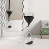 Popxstar  Glass Hourglass Sculpture Sand Timer Modern Desk Clock Indoor  Outdoor Decor for Living Room Bedroom Study Office
