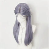 Popxstar Wig for Women Lace Front Gray Purple Long Straight Hair Lolita Fashion Simulation Natural Headband Synthetic Wigs for Daily Use