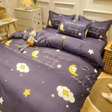 Popxstar  New Fashion Print Queen Size Bedding Set King Size Daisy Printed  Duvet Cover Set with Flat Sheets Cozy Durable Bedding Sets