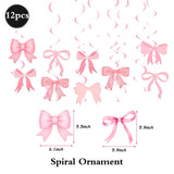 Popxstar  Pink Bow Birthday Decorations Pink Heart Star Foil Balloons Girls Women Bow Party Coquette Birthday Decors Baby Shower Supplies