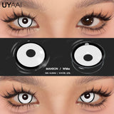 Popxstar  1 Pair Cosplay White Colored Contact Lenses Black Lenses Halloween Beauty Makeup Lens Vampire Red Lenses Anime Colorcon